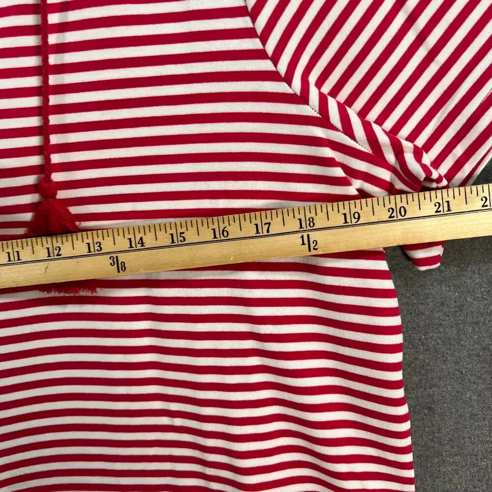 Denim & Co. Beach French Terry Hooded Cover-Up with Pockets Red Size Large - Picture 6 of 11